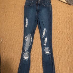 Fashion Nova Blue Skinny jeans ripped Size 1